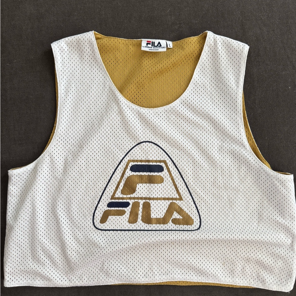 Fila White and Gold Mesh Tank Top